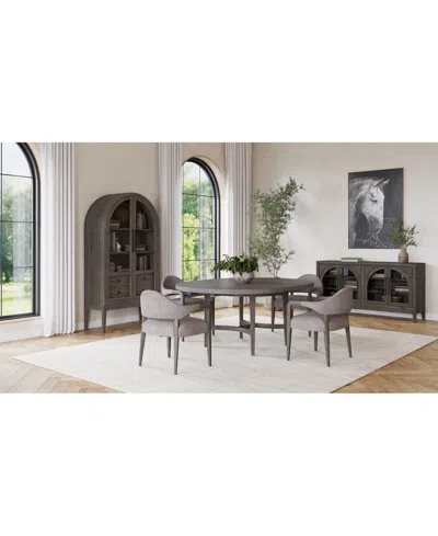 Macy's Griffith 5 Pc. Round Dining Set (table & 4 Arm Chairs), Created For  In Dark Gray