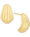 Macy's Grooved Textured Teardrop Stud Earrings In 10k Gold In Gold