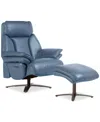 Macy's Guermo Leather Power Recliner, Exclusively At  In Blue