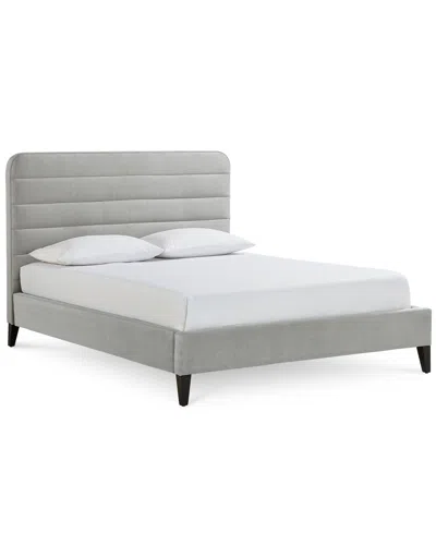 Macy's Haryan Upholstered King Bed In Silver