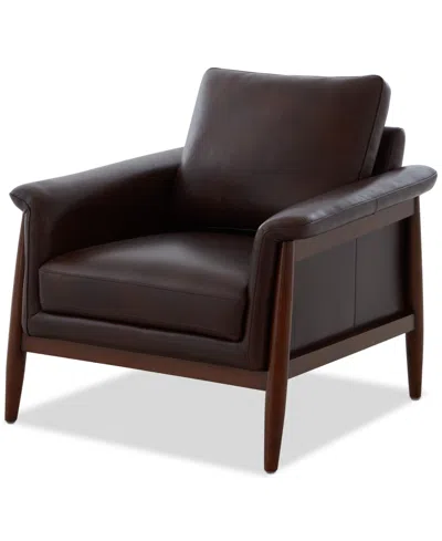 Macy's Hazelynn Leather Accent Chair, Exclusively At Macys In Brown