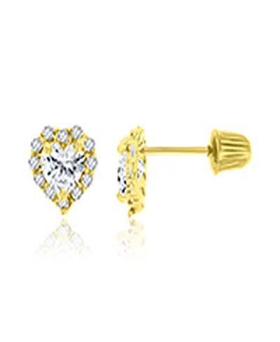 Macy's Heart Cut Halo Stud Earrings In 14k Yellow Gold In Metallic