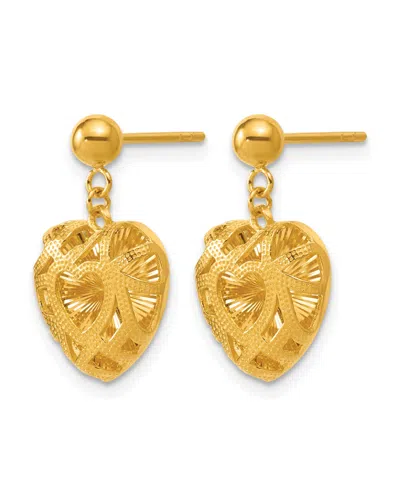 Macy's Heart Dangle Drop Earrings 24k Yellow Gold
