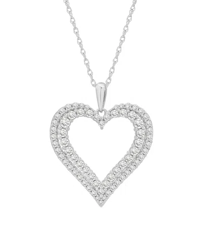 Macy's Heart Diamond Pendant Necklace (1 Ct. T.w.) In 14k White Gold In Silver