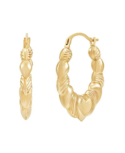 Macy's Heart Hoop Earrings In 14k Yellow Gold