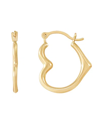 Macy's Heart Hoop Earrings In 14k Yellow Gold