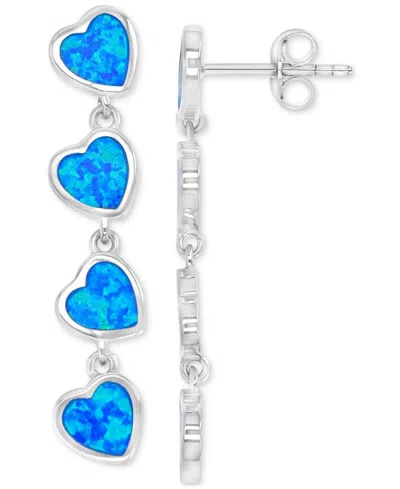 Macy's Heart Shape Gemstones (1.25 Ct.t.w.) Earrings In Sterling Silver In Metallic