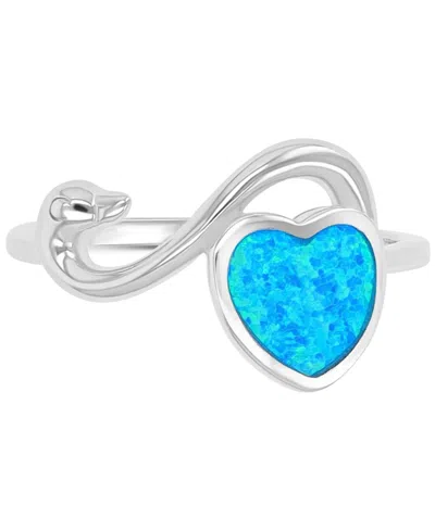 Macy's Heart Shape Opal (0.35 Ct. T.w.) Ring In Sterling Silver