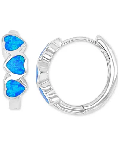 Macy's Heart Shape Opal Earrings (0.32 Ct.t.w.) In Sterling Silver In Metallic