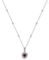 MACY'S HEART-SHAPED GEMSTONE & WHITE SAPPHIRE (1-1/2 CT. T.W.) PENDANT NECKLACE IN STERLING SILVER, 18"