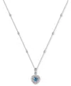 Macy's Heart-shaped Gemstone & White Sapphire (1-1/2 Ct. T.w.) Pendant Necklace In Sterling Silver, 18" In Swiss Blue Topaz