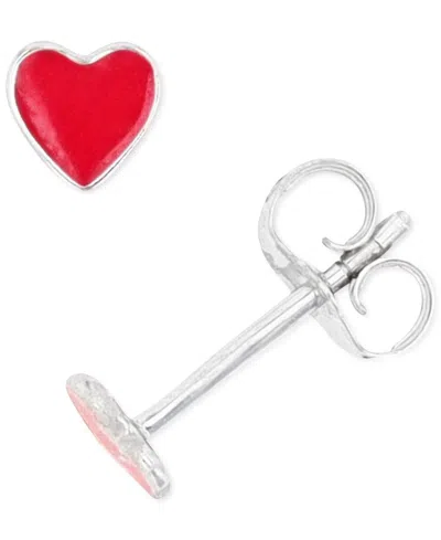 Macy's Heart Stud Earrings In Sterling Silver Or 14k Gold Over Sterling Silver