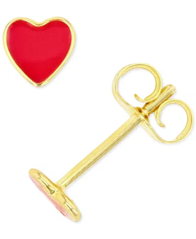 Macy's Heart Stud Earrings In Sterling Silver Or 14k Gold Over Sterling Silver