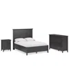 Macy's Hedworth Queen 3-pc. Set (bed, Dresser & Nightstand) In Black