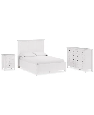 Macy's Hedworth Queen Bed 3pc Set (queen Bed + Dresser + Nightstand) In White