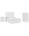 Macy's Hedworth Queen Storage 3-pc. Set (bed, Chest & Nightstand) In White