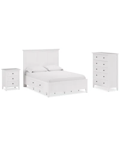 Macy's Hedworth Queen Storage Bed 3pc Set (queen Storage Bed + Chest + Nightstand) In White