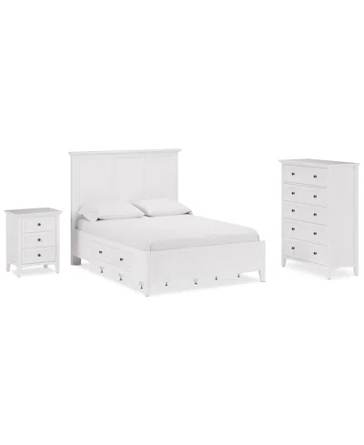 Macy's Hedworth Queen Storage 3-pc. Set (bed, Chest & Nightstand) In White