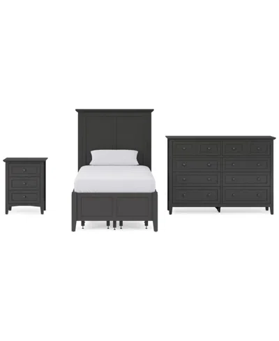 Macy's Hedworth Twin Storage 3-pc. Set (bed, Dresser & Nightstand) In Black