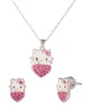 Macy's Hello Kitty Cubic Zirconia Necklace And Earrings Set In Sterling Silver In Metallic