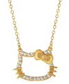 Macy's Hello Kitty Cubic Zirconia Silhouette 18" Pendant Necklace In 18k Gold-plated Sterling Silver In Gold Over Silver