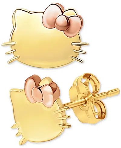 Macy's Hello Kitty Stud Earrings 10k Yellow & Rose Gold