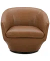 Macy's Hemky Leather Swivel Chair, Created For  In Saddle