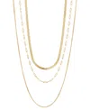MACY'S HERRINGBONE, PAPERCLIP, & CURB LINK CHAIN 18" LAYERED NECKLACE IN 10K GOLD