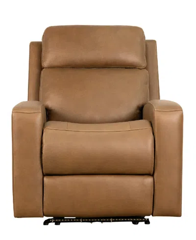 Macy's Hewitt 37" Leather Power Recliner In Brown