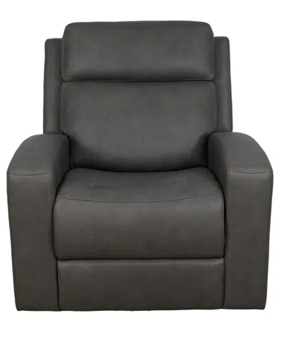 Macy's Hewitt 37" Leather Power Recliner In Gray