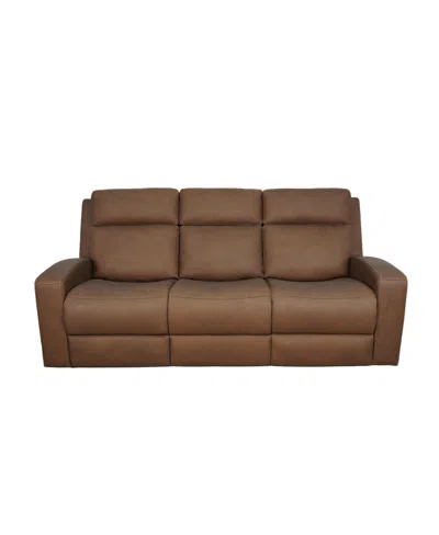 Macy's Hewitt 85" Leather Power Reclining Sofa In Brown