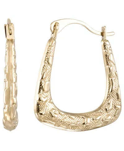 Macy's High Polished & Milgrain Square Hoop Earrings In 10k Yellow Gold
