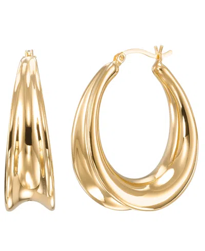 Macy's High Polished Concave Oval Hoop Earrings In 18k Yellow Gold Over Sterling Silver