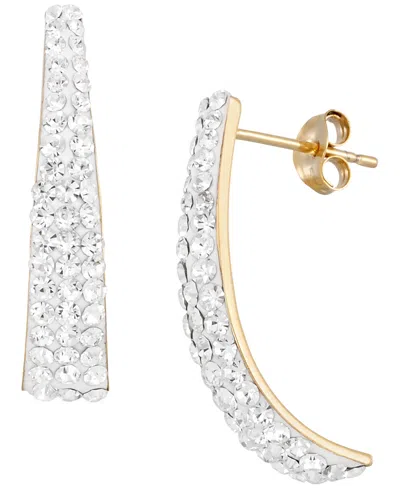 Macy's High Polished Pave Crystal Hoop Earrings (1/2 Ct. T.w.) In 14k Yellow Gold Over Sterling Silver