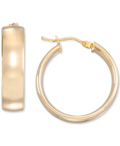 Macy's High Polished Wide Chunky Small Hoop Earrings In 14k Gold, 7/8"