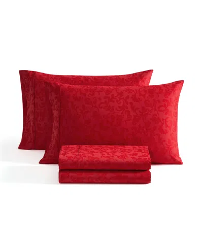Macy's Holiday Essential 300-thread Count 4-piece Sheet Set, Queen In Red