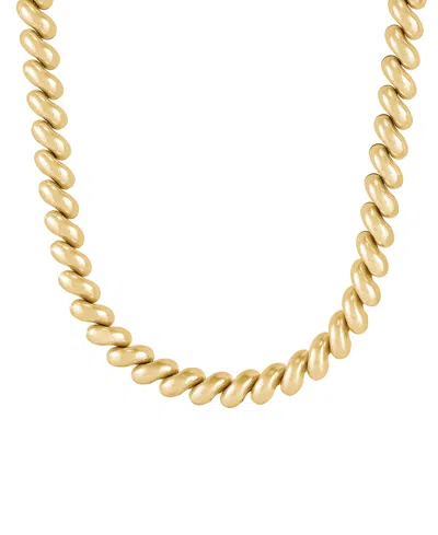 Macy's Hollow San Marco Chain 16" Collar Necklace In 18k Gold-plated Sterling Silver In Gold Over Silver