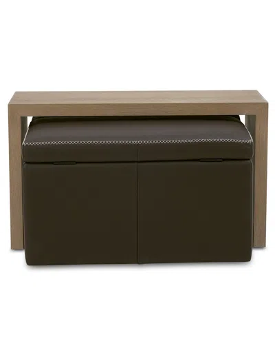 Macy's Holtman 35" Leather Square Storage Ottoman In Green