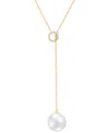 MACY'S HONORA CULTURED MING PEARL (13MM) & DIAMOND (1/10 CT. T.W.) 20" LARIAT NECKLACE IN 14K GOLD