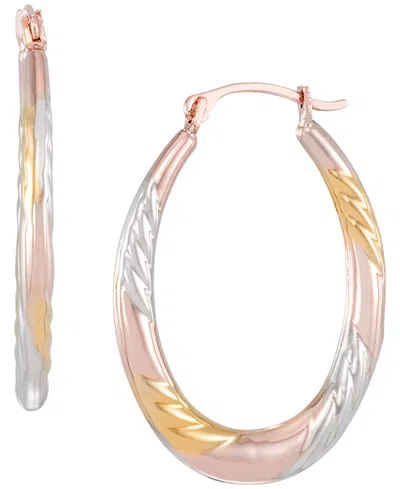 Macy's Hoop Earrings In 14k Rose Gold And Yellow Gold Over Sterling Silver In Multi