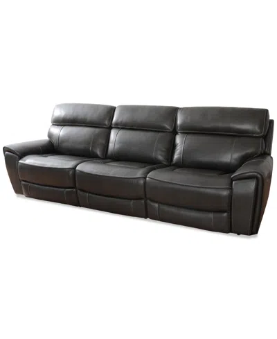 Macy's Closeout! Hutchenson 115" 3-pc. Zero Gravity Leather Sofa With 3 Power Recliners, Created For  In Grey
