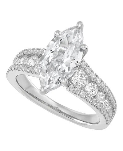 Macy's Igi Certified Lab Grown Diamond Ring (3-1/2 Ct. T.w.) In 14k White Or Yellow Gold In Silver
