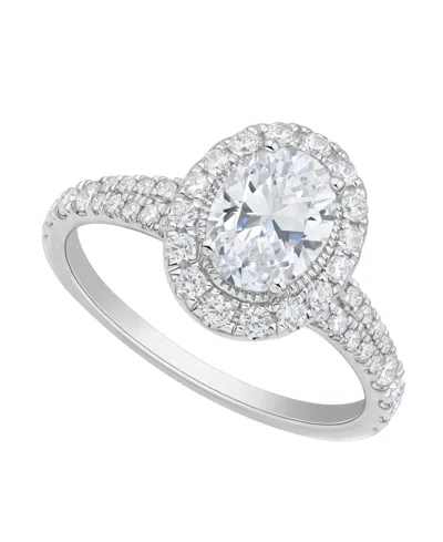 Macy's Igi Certified Lab-grown Diamond Halo Ring (1-1/2 Ct. T.w.) In 14k White Gold