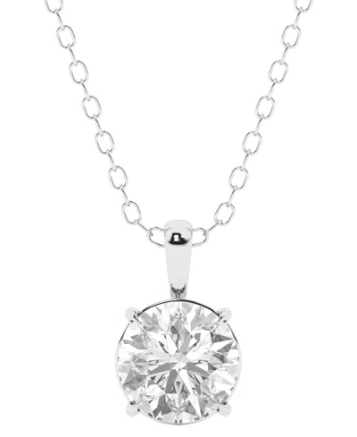 Macy's Igi Certified Lab-grown Diamond Solitaire Pendant Necklace (3 Ct. T.w.) In 14k White Or Yellow Gold In Silver