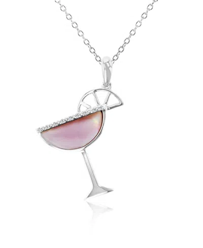 Macy's Imitation Pearl And Diamond (0.018 Ct. T.w.) Martini Glass Necklace In Multi