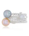 Macy's Imitation Pearl & Diamond (0.054 Ct. T.w.) Stackable Ring In Multi