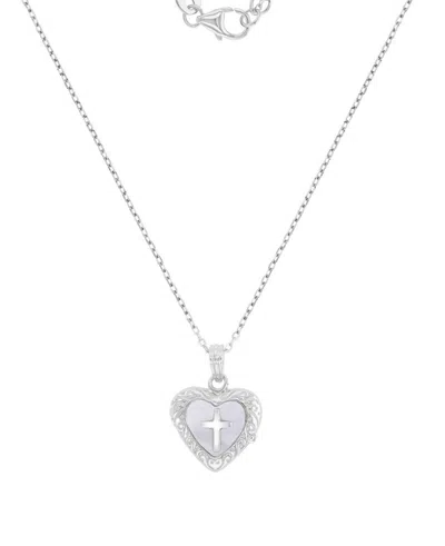 Macy's Imitation Pearl Heart Locket Necklace In Metallic