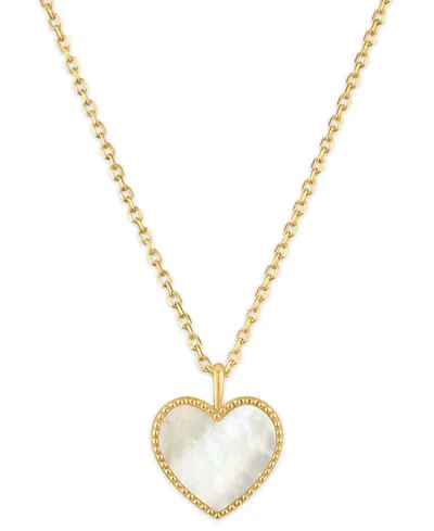 Macy's Imitation Pearl Heart Pendant Necklace In 14k Gold Over Sterling Silver In 14k Yellow Gold Over Sterling Silver