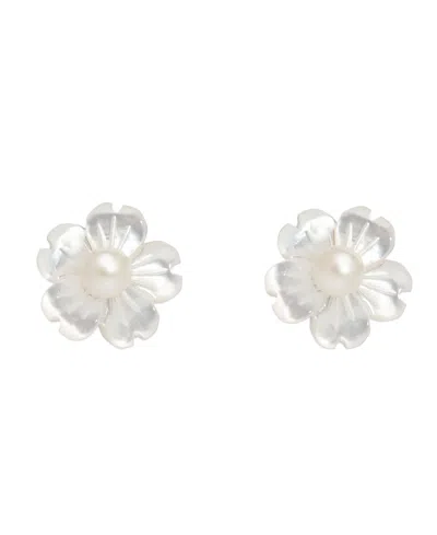 Macy's Imitation Pearl Stud Earrings Sterling Silver