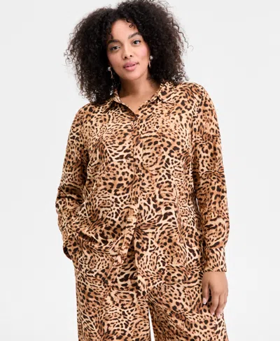Macy's I.n.c. International Concepts Plus Size Animal-print Shirt, Exclusively At